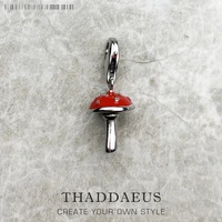 red mushroom pendant charmspring european style fashion 925 sterling silver lucky gift for women
