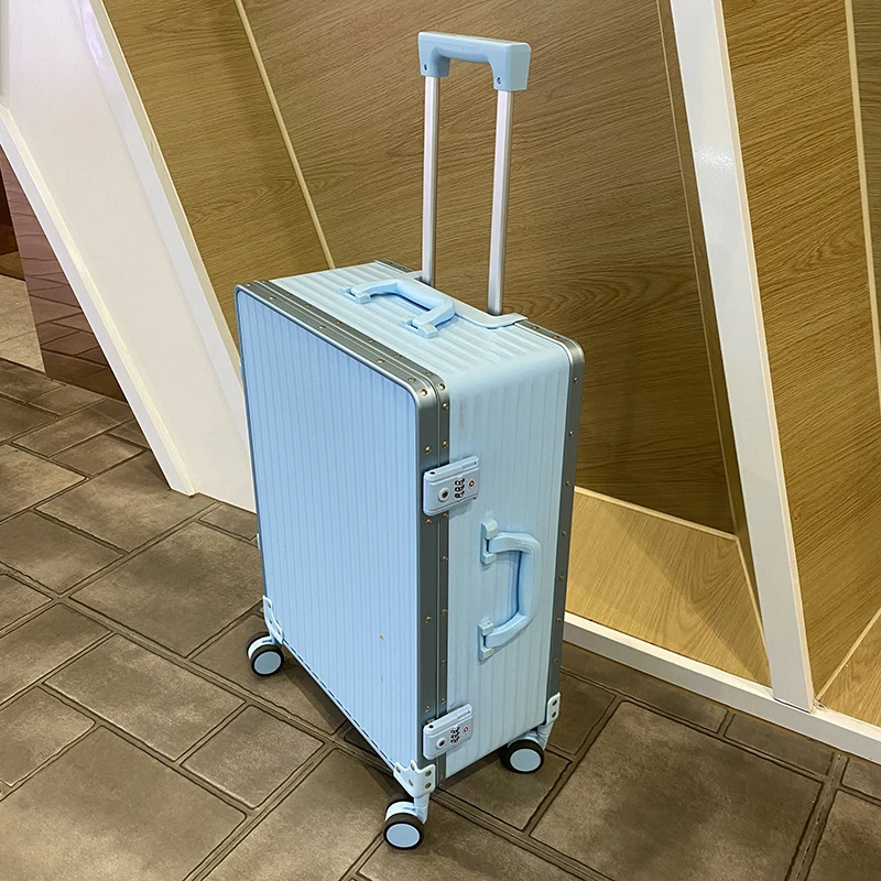 

New Brand Fashion Luggage Japanese style 20/24/28 inch ins mute wheel boarding travel suitcase aluminum frame trolley luggage