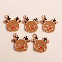 10pcs cartoon antlers charms for jewelry making enamel christmas charms pendants for new year necklaces earrings diy crafts gift