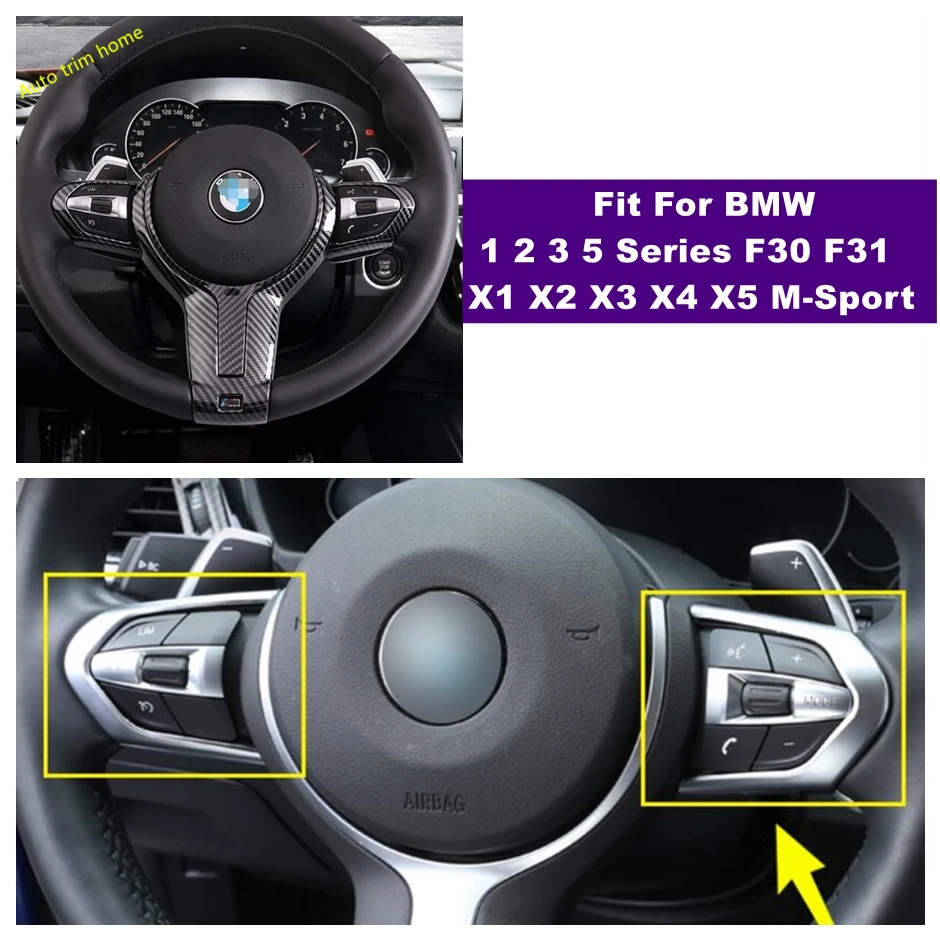 

Отделка для автомобильного рулевого управления, подходит для BMW 1 2 3 5 серии F30 F31 X1 X2 X3 X4 X5 M-спортивные аксессуары для интерьера из углеродного...