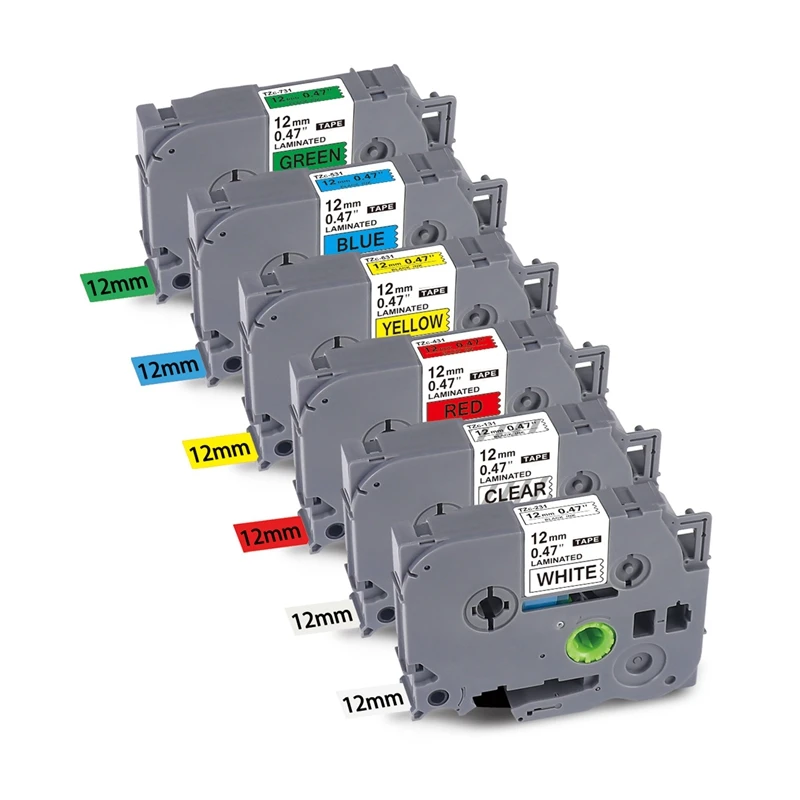 

6 Pcs For Brother Label Maker Tape,Tze131 Tze231 Tape 12Mm 0.47 P-Touch Label Tape For Brother Label Maker PT-D200