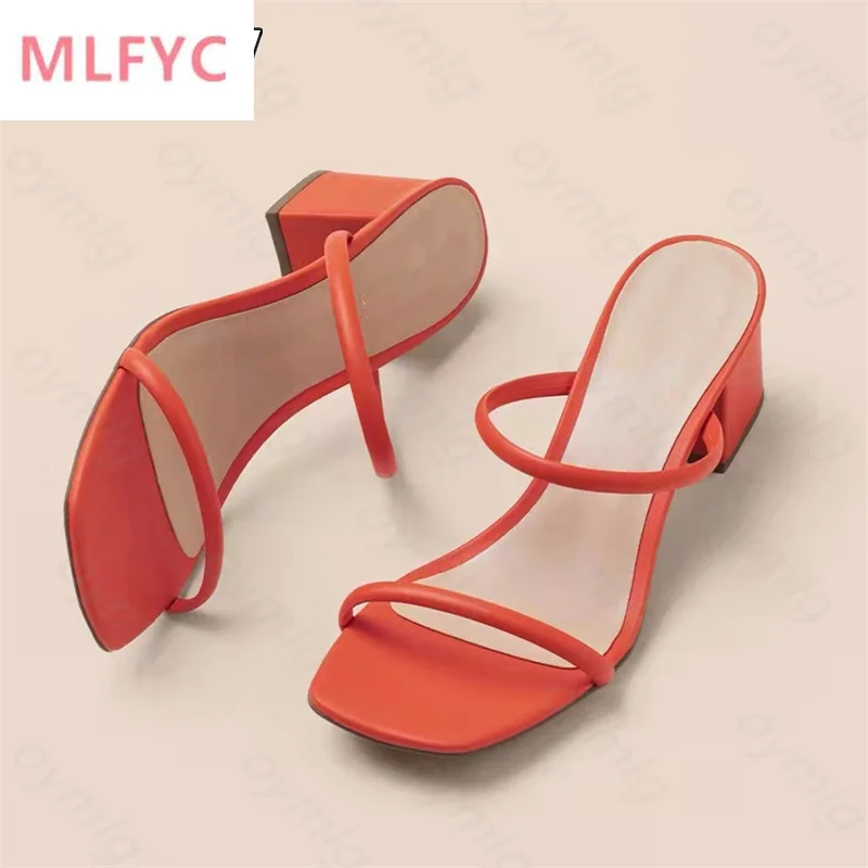 

New Summer Slippers Low Heels Slides Female Peep Toe Square Heel Brand Sandals Women Big Size 43 Flip Flops Green Flip Flops