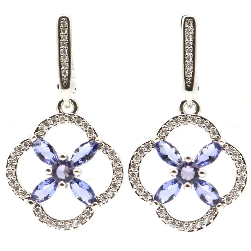 37x19 мм Разноцветные изящные тонкие фиолетовые шпинель Золотой Цитрин родолит гранат женские белые CZ серебряные серьги