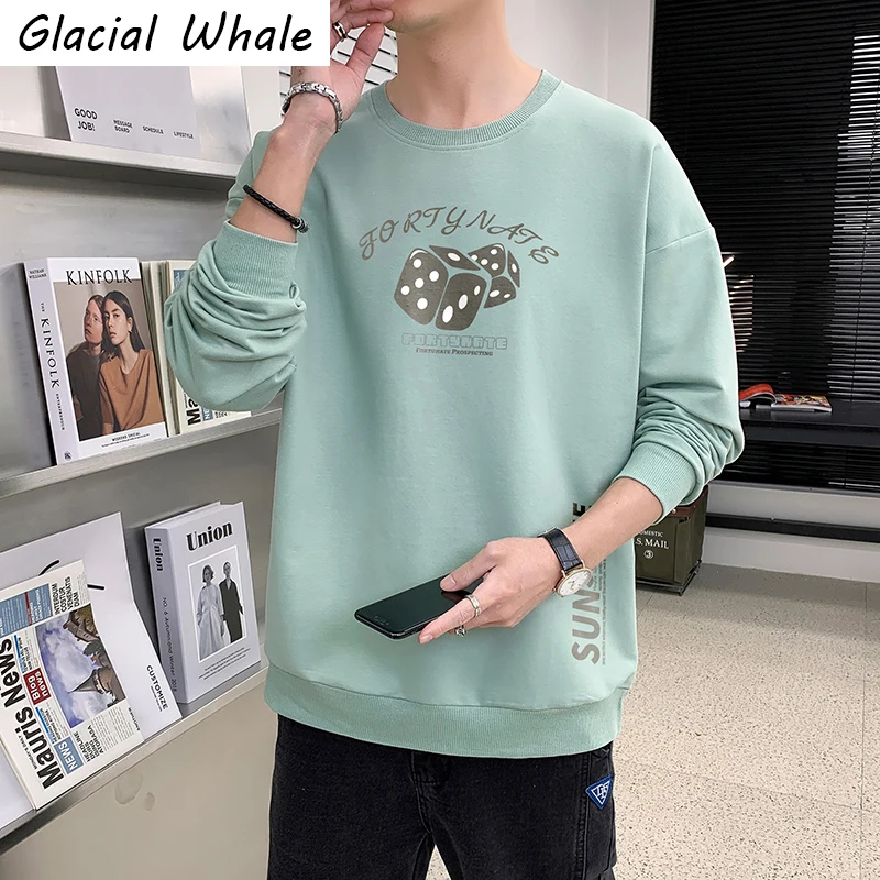 

GlacialWhale Mens Crewneck Sweatshirt Men 2022 New Unisex Graphic Oversized Sweatshirts Hip Hop Male Streetwear Green Hoodie Men