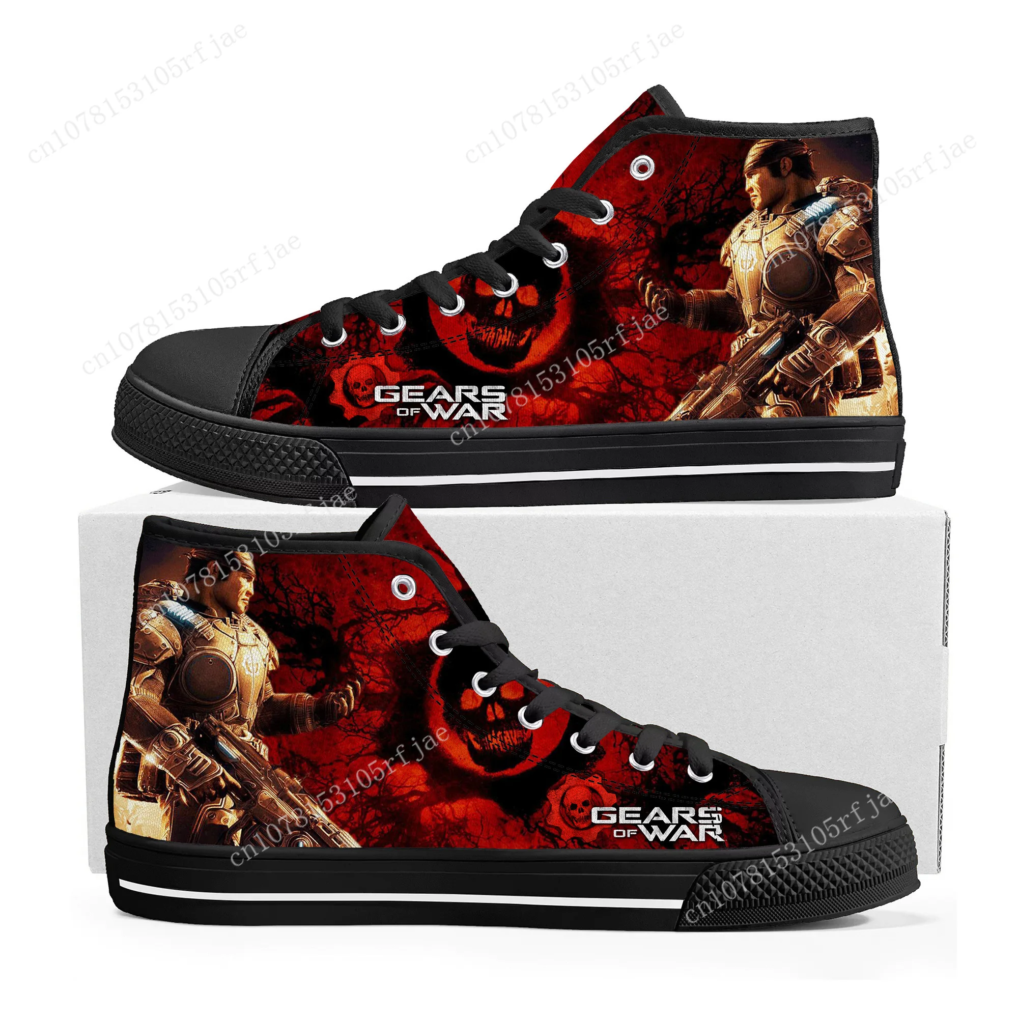 

Gears of War High Top Sneakers Cartoon Game Mens Womens Teenager High Quality Canvas Sneaker Fashion Custom Built Couple Shoes