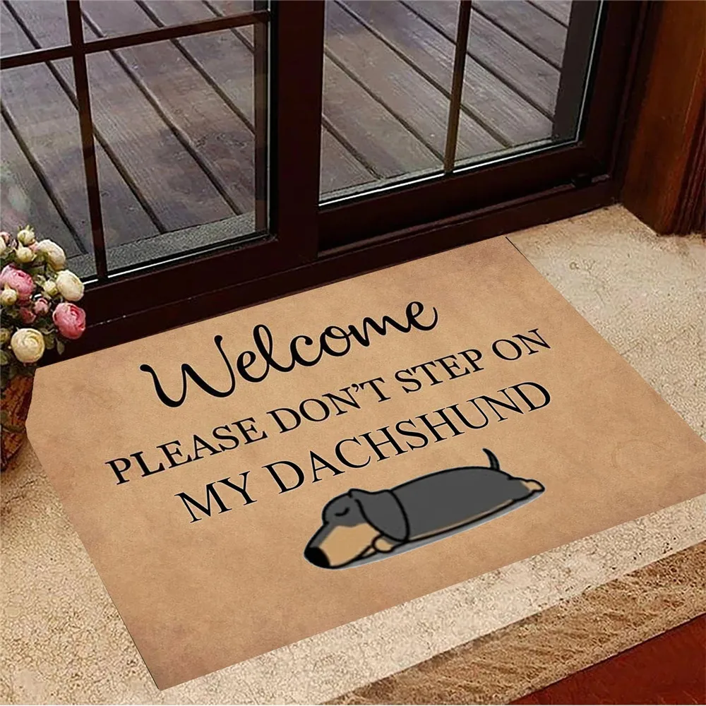 

HX Funny Doormat Welcom Please Don't Step on My Dachshund Entrance Floor Mat Animals Indoor Carpets Gifts for Dog Lovers