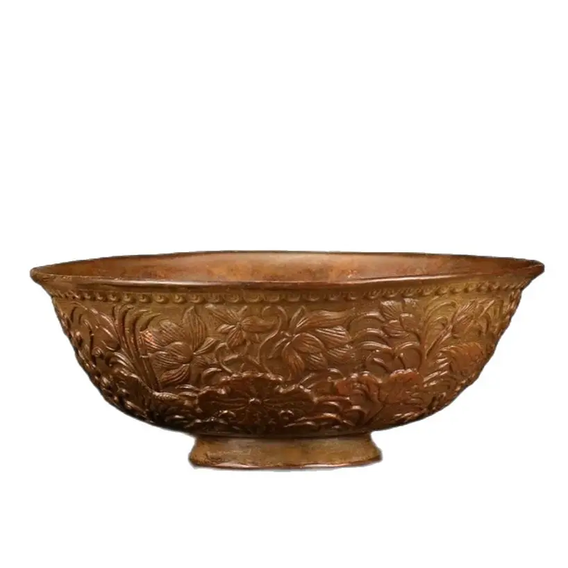 

Vintage Decorative Bronze Bowl Antique Collection Figurine Bronze Dish Sculpture Home Desktop Decoration Crafts