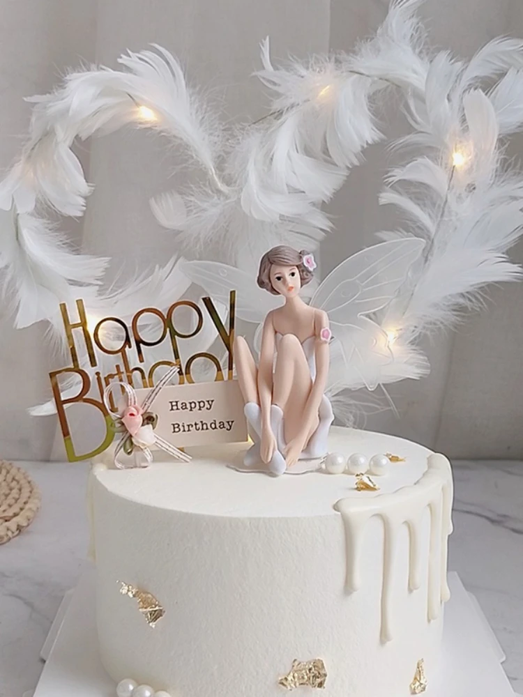 Украшения для торта в виде цветка волшебных тортов перьев жемчужин крыльев