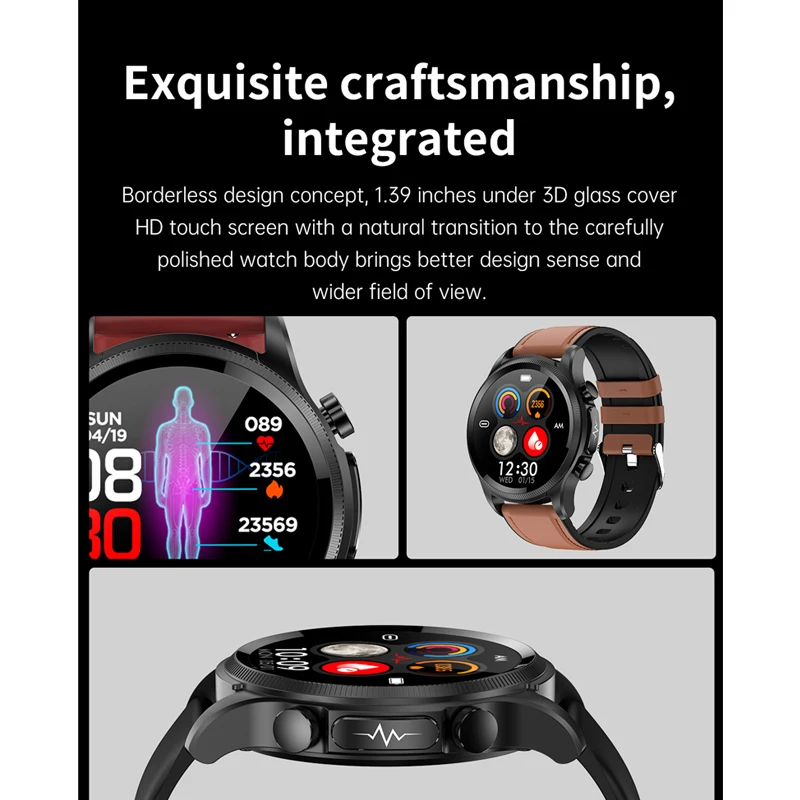 Original E400 Smart Watch ECG PPG HRV PTT Blood Sugar Blood Pressure Oxygen Body Temperature Monitor IP68 Waterproof Smartwatch