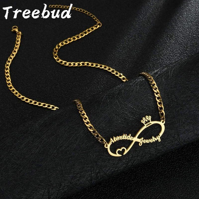 Индивидуальное ожерелье Treebud с бесконечными именами для женщин и мужчин из