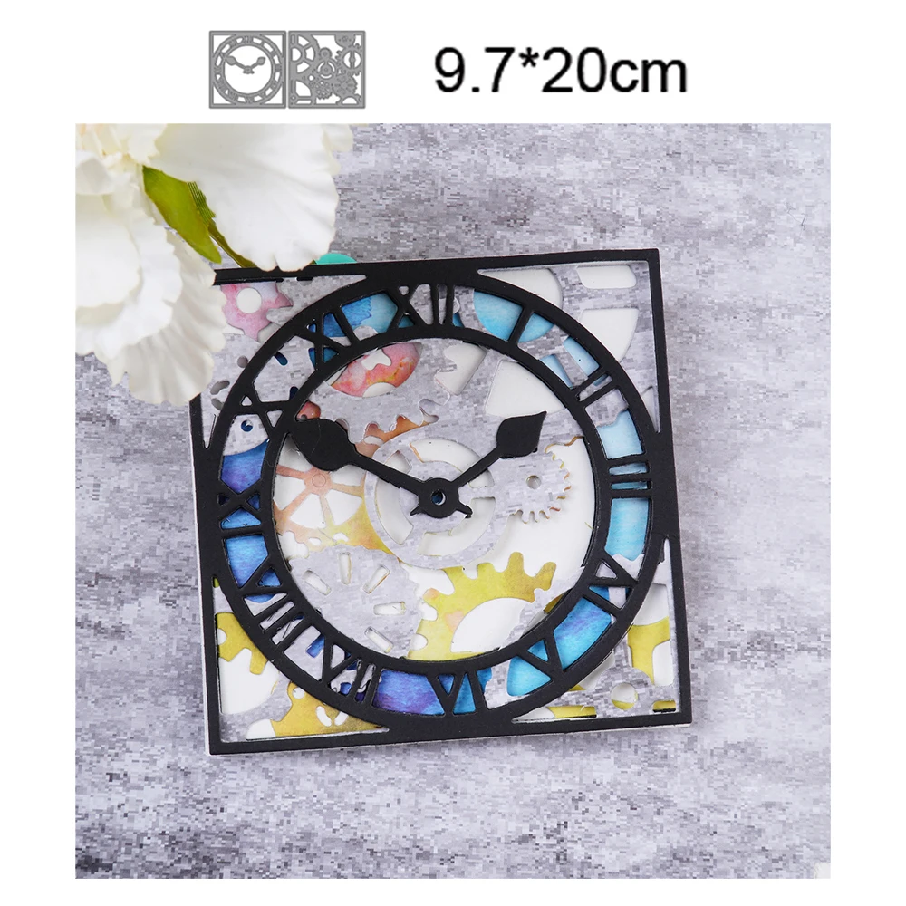 

2pcs Square Clock Stamp 2022 New Metal Cutting Dies Decorative Scrapbooking Photo Album Paper Knife Blade Punch Embossing Art