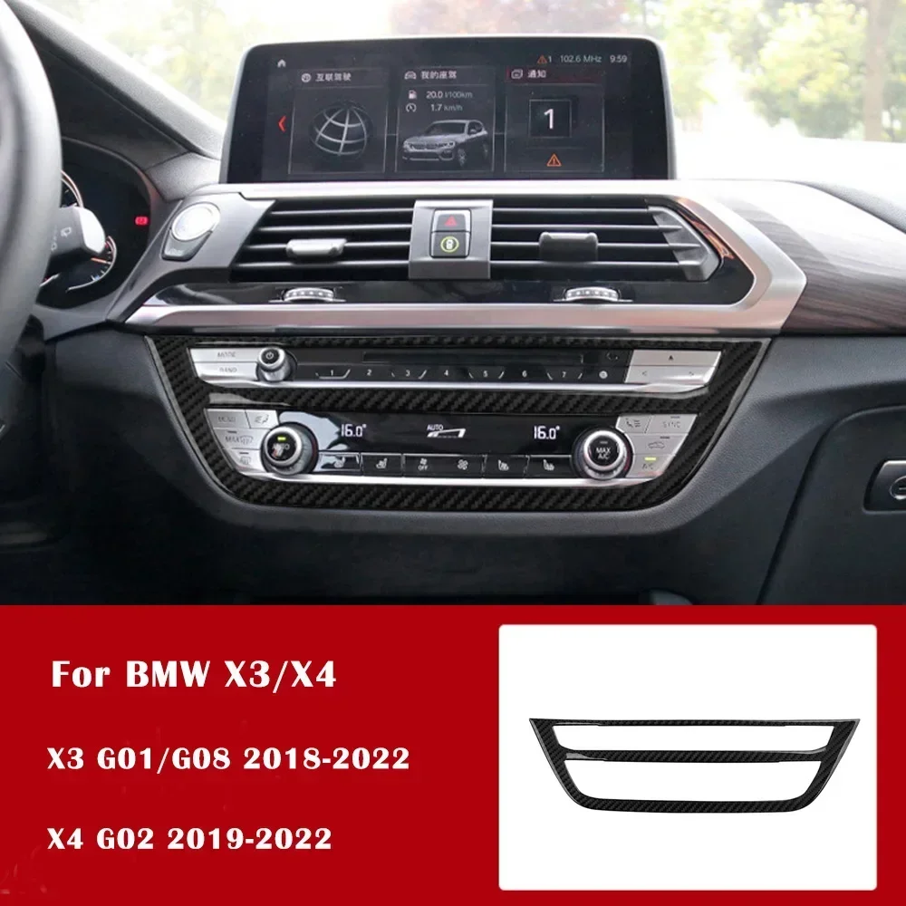 

For BMW X3 X4 G01 G02 G08 2018-2022 Car Center Console CD Frame Decoration Cover Trim Stickers Carbon Fibre Car Accessories
