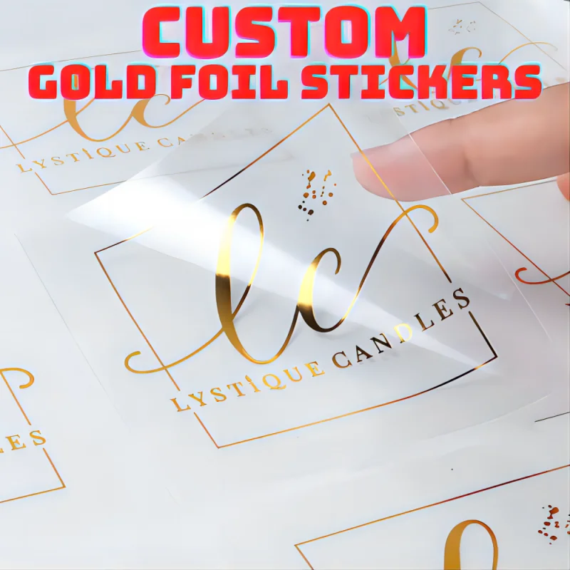 

100pcs/Lot Personalized Custom Logo Stickers Clear Transparent Gold Foil Silver Business Logo Stickers Wedding Stickers