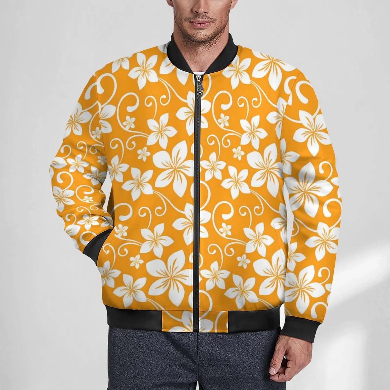 

Куртка мужская с тропическим цветочным принтом, повседневная непродуваемая ветровка с графическим принтом, крутая уличная верхняя одежда, 4XL 5XL 6XL, осень