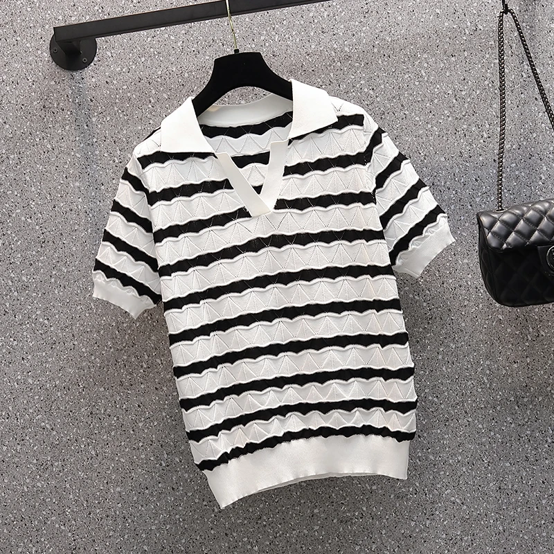 

Summer Pullover Ribbed Knitted Sweater Thin Clothes Women Short Sleeve Sweaters Top FDC4638