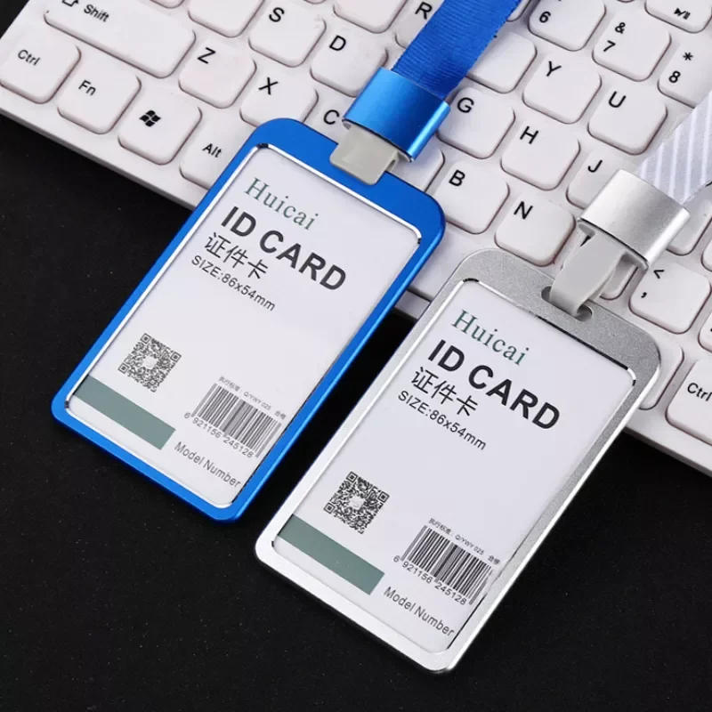 

Aluminum Alloy Card Holder with Lanyard Strap Staff Work Card ID Card Badge Holder Pass Access Card Sleeve Business Supplies