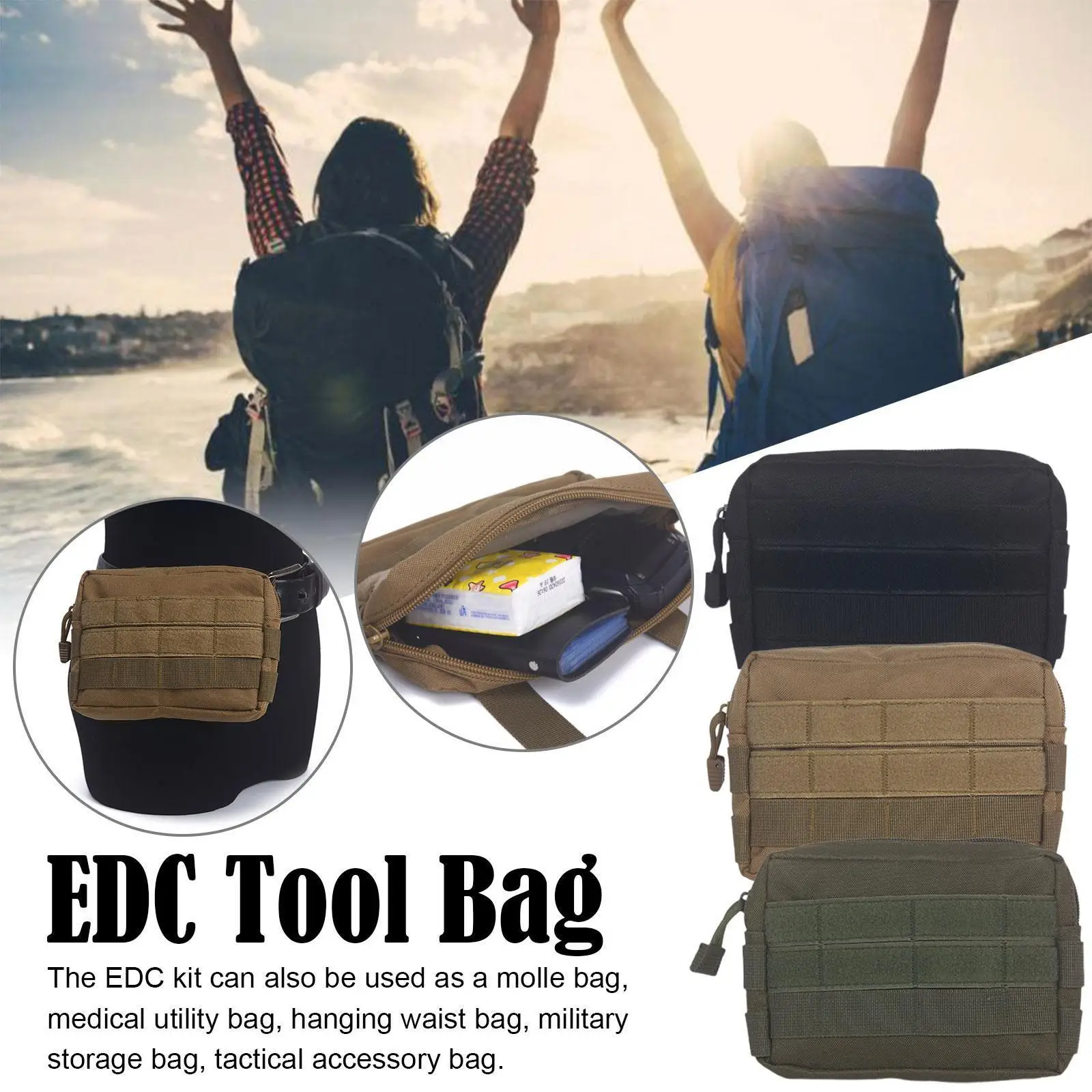 

Outdoor Commuter Belt Bag Military Molle Utility EDC Tool Aid Medical Holder Pouch Tactical First Case Waist Hunting Pack B V3Y0