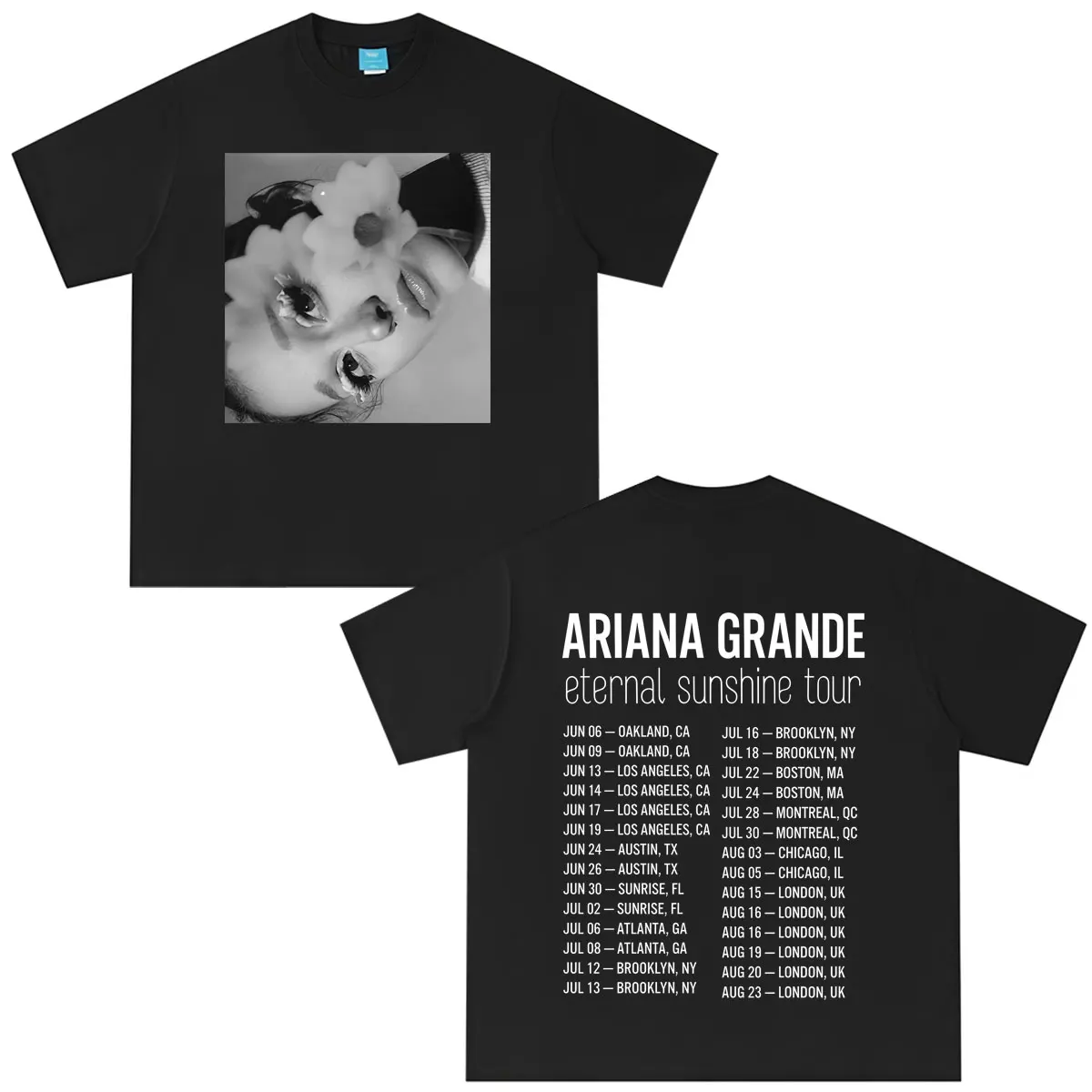 Фото Футболка с принтом Ariana Grande The Eternal Sunshine Tour 2026, модная футболка для мужчин и женщин, летние повседневные свободные хлопковые футболки в стиле хип-хоп №1