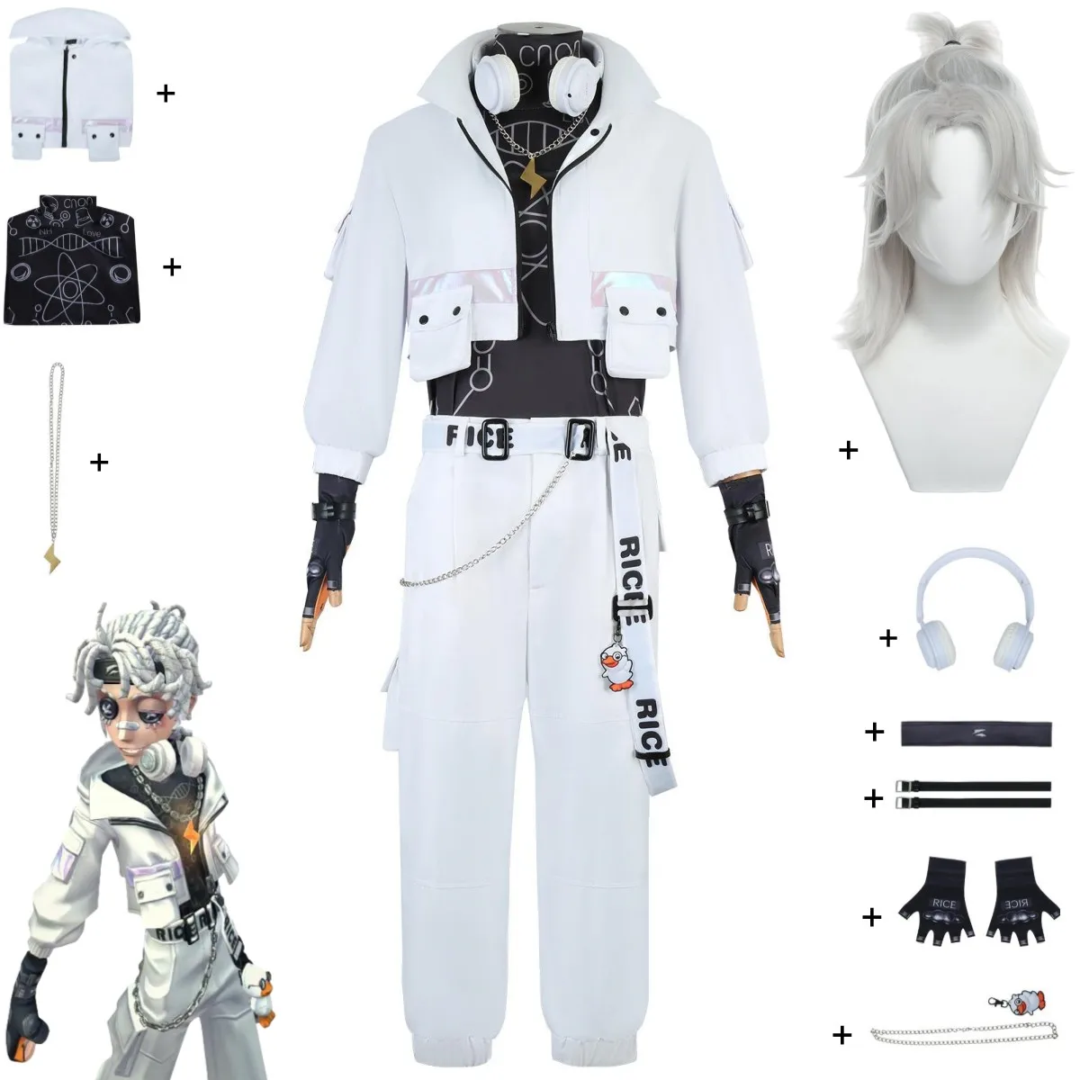 Костюм для косплея аниме Luca Balsa костюм белое худи с рисом в виде утки парик