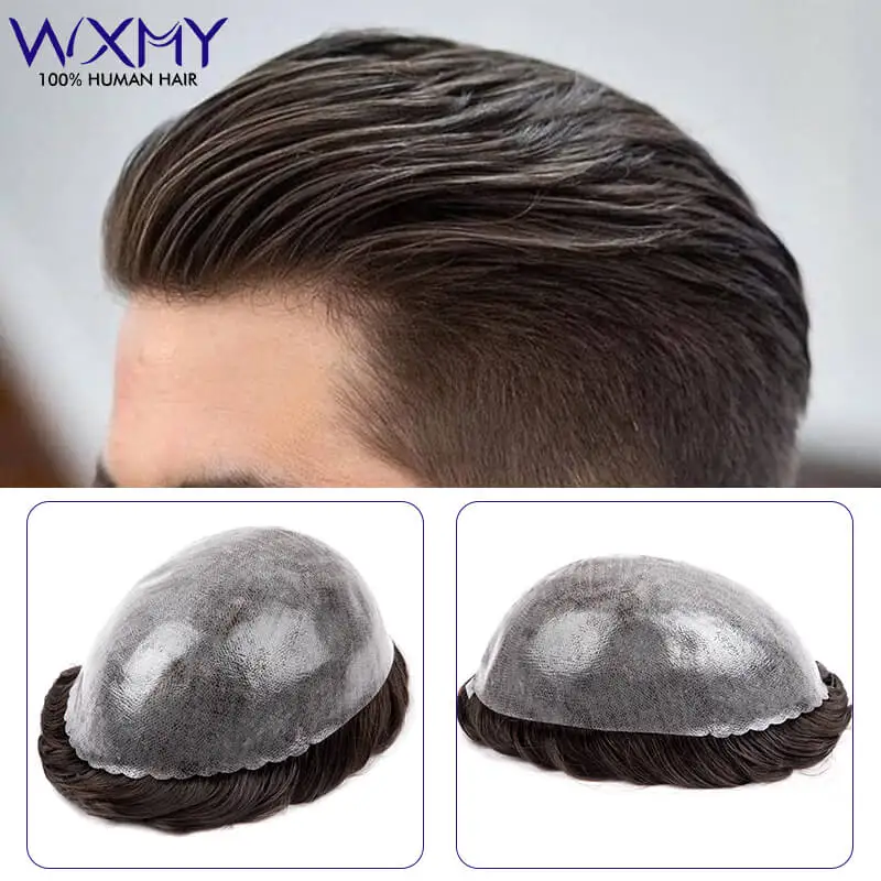 Мужской парик 0 12 мм полная кожа мужской протез для волос натуральные