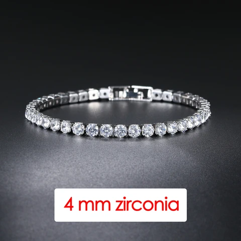 Женский браслет для тенниса в стиле хип-хоп, модный серебристый браслет с кубическим цирконием класса ААА +, цепочка с кристаллами на руку для девочек-подростков, свадебные украшения H086