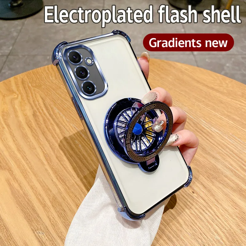 Блестящий противоударный чехол-держатель для телефона с гироскопическим