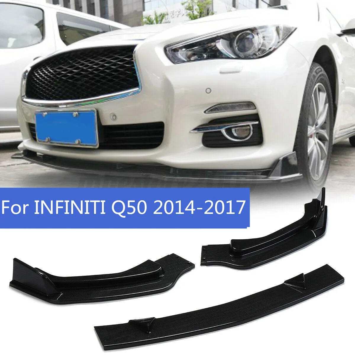 

Front Bumper Lip Spoiler for Infiniti Q50 2014-2017 Carbon Fiber Bumper Diffuser Splitter Protector Car Modification Body Kit