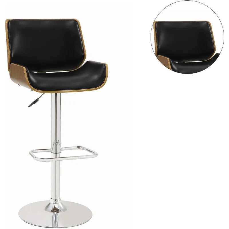 Барный стул из искусственной кожи с регулируемой высотой в черном и