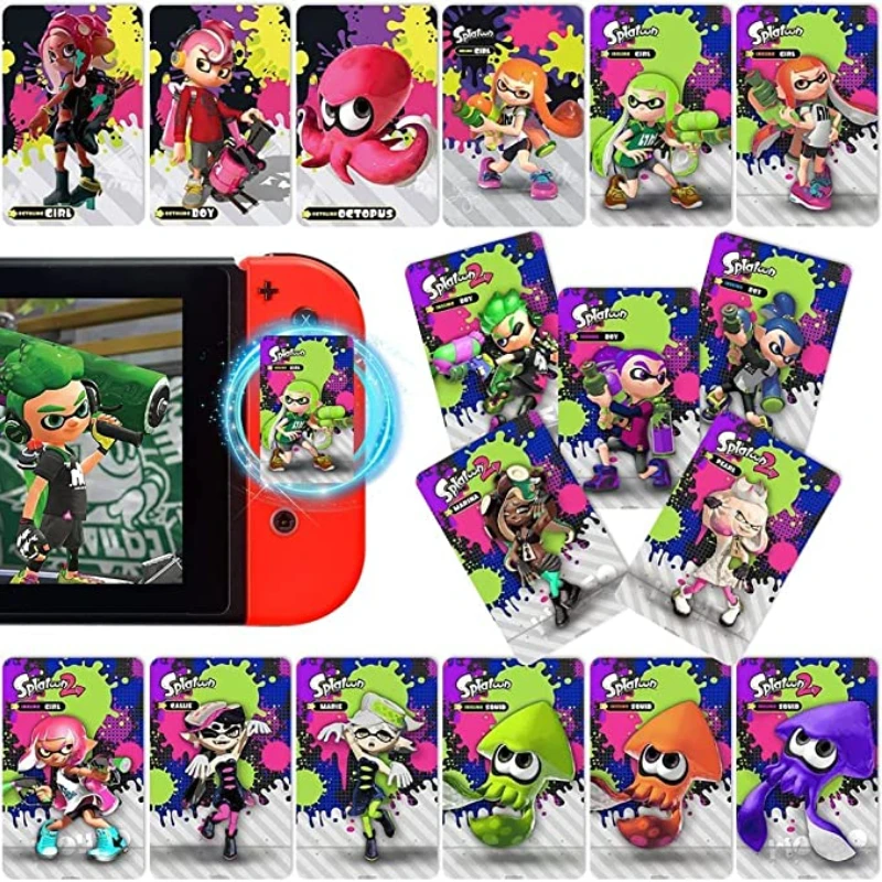 

17 NFC Cards for Splatoon 1-3 Standard Mini Card Compatible Splatoons Amiibo Compatibled Switch Wii U and New 3DS Unlimited Use