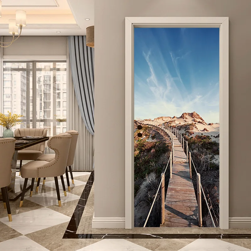 

Самоклеящиеся настенные 3D-обои из ПВХ с рисунком пейзажа, наклейка на дверь гостиной, спальни, плакат для украшения