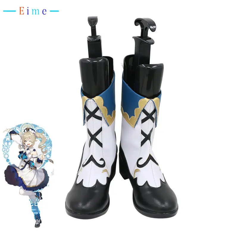 

Barbara Cosplay Shoes High Heel PU Leather Shoes Game Genshin Impact Cosplay Props Halloween Carnival Boots Custom Made