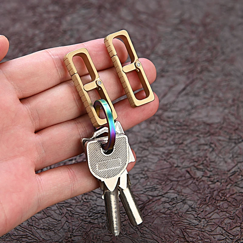 

Creative Brass Keychain Mini Portable Men's Waist Buckle Carry-on Key Ring Camping Equipment Buckles Hooks Key Ring Accessories