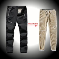 winter hiking pants detachable fleece thicken warm men trousers sports outdoor hiking wind protection military tactical pants