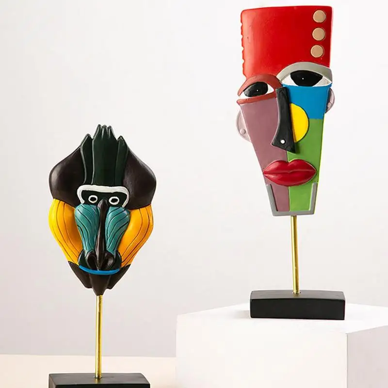 

Abstract Sculpture Resin Desk Face Statues Decorative Resin Craft Ornament For Desktop Living Room Study Shelf Decor