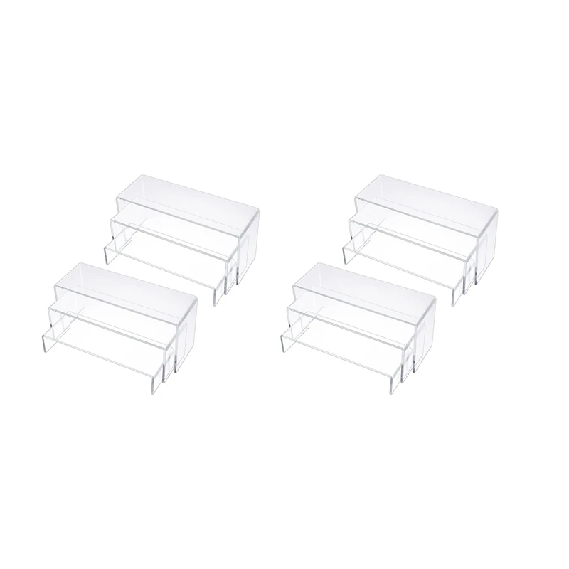 

Acrylic Display Risers, Clear Rectangle Stands Shelf For Display 12Pcs