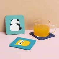 cartoon cute square coasters creative silicone heat insulation cup pads non slip heat resistant table mat home decor placemat