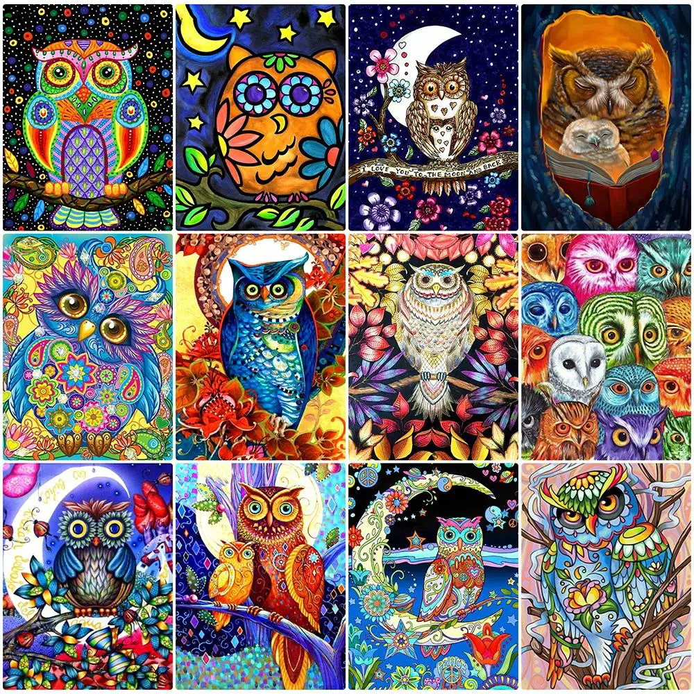 

Full Square 5D Diy Diamond Painting Owl Diamond Embroidery Colorful Animal Owl Mosaic Rhinestones Art Decor Home Wall Sticker