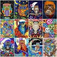 full square 5d diy diamond painting owl diamond embroidery colorful animal owl mosaic rhinestones art decor home wall sticker