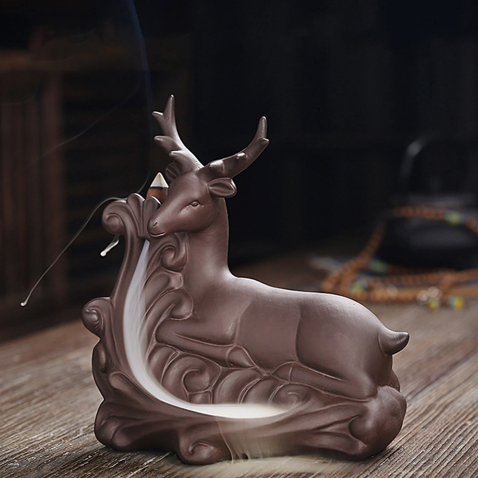 

Deer Incense Porcelain Fawn Backflow Smoke Waterfall Sculpture For Office Home Desktop Decor