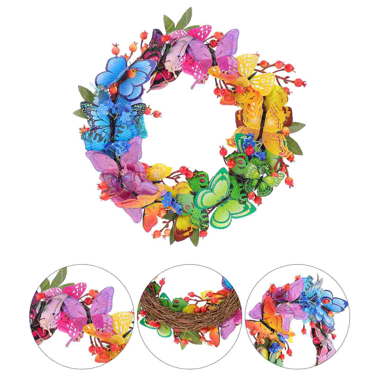 

Artificial Butterflies Hanging Wreath Front Door Wreath Artificial Spring Wreath