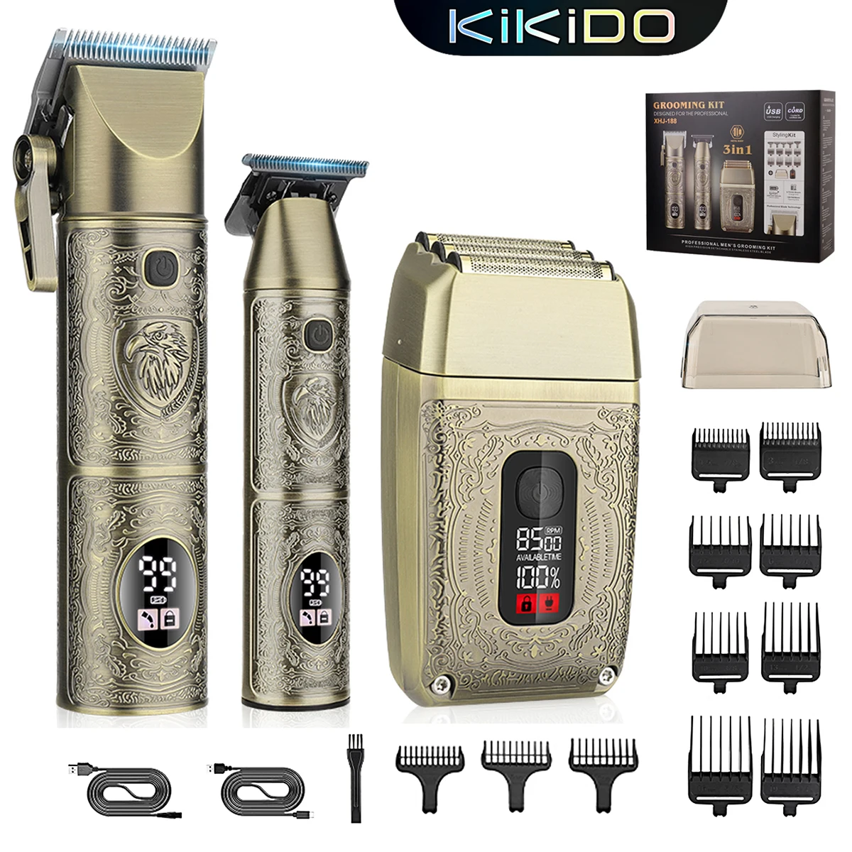 Машинка для стрижки волос KIKIDO KK-188 3 шт. профессиональная электрическая машинка