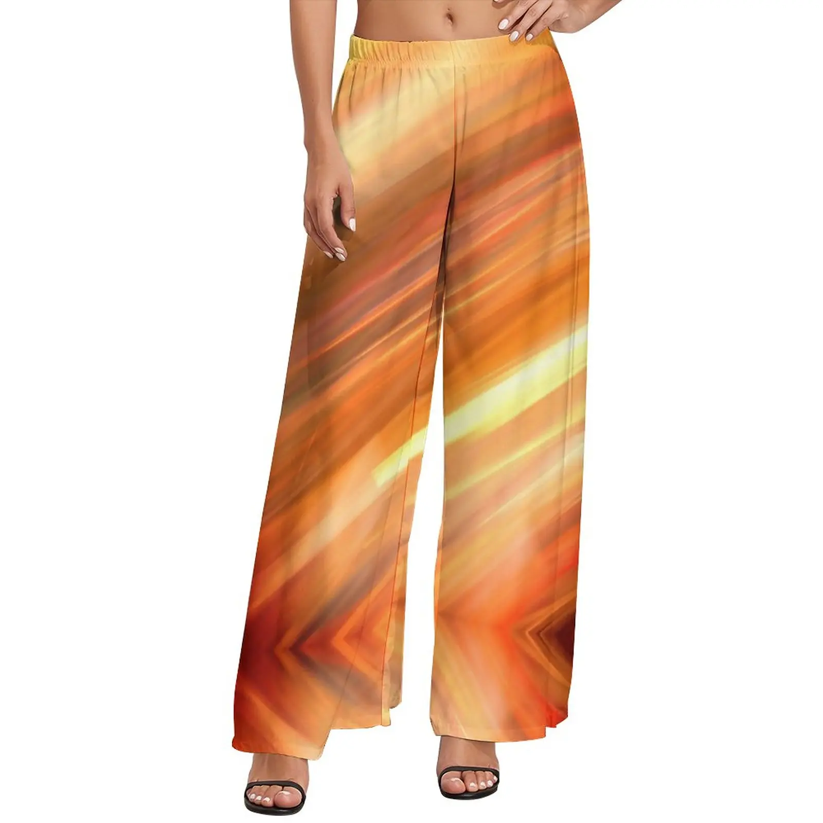 

Брюки женские в стиле Харадзюку, легкие офисные штаны с завышенной талией, с абстрактным принтом, с широкими штанинами, подарок