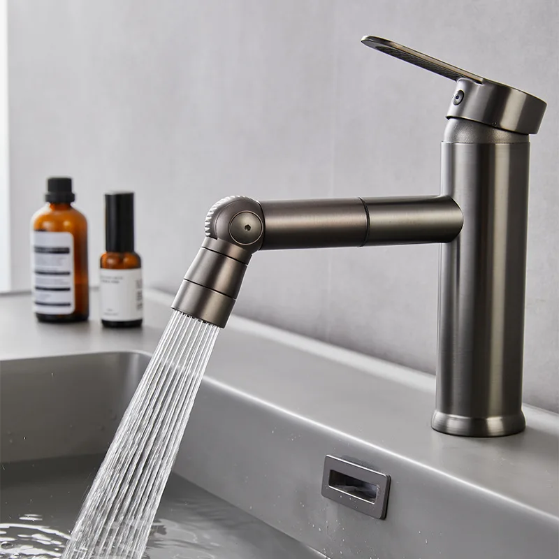

Bathroom Basin Faucet Double Outlet Mode Sprayer Toilet Bidet Faucet Single Handle Swivel Spout Cold Hot Water Mixer Sink Tap