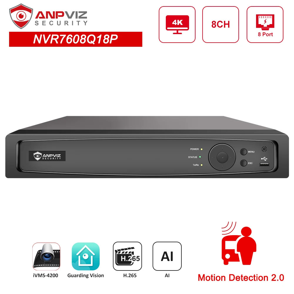 

Anpviz NVR DS-7608NI-Q1/8P 8-канальный сетевой видеорегистратор