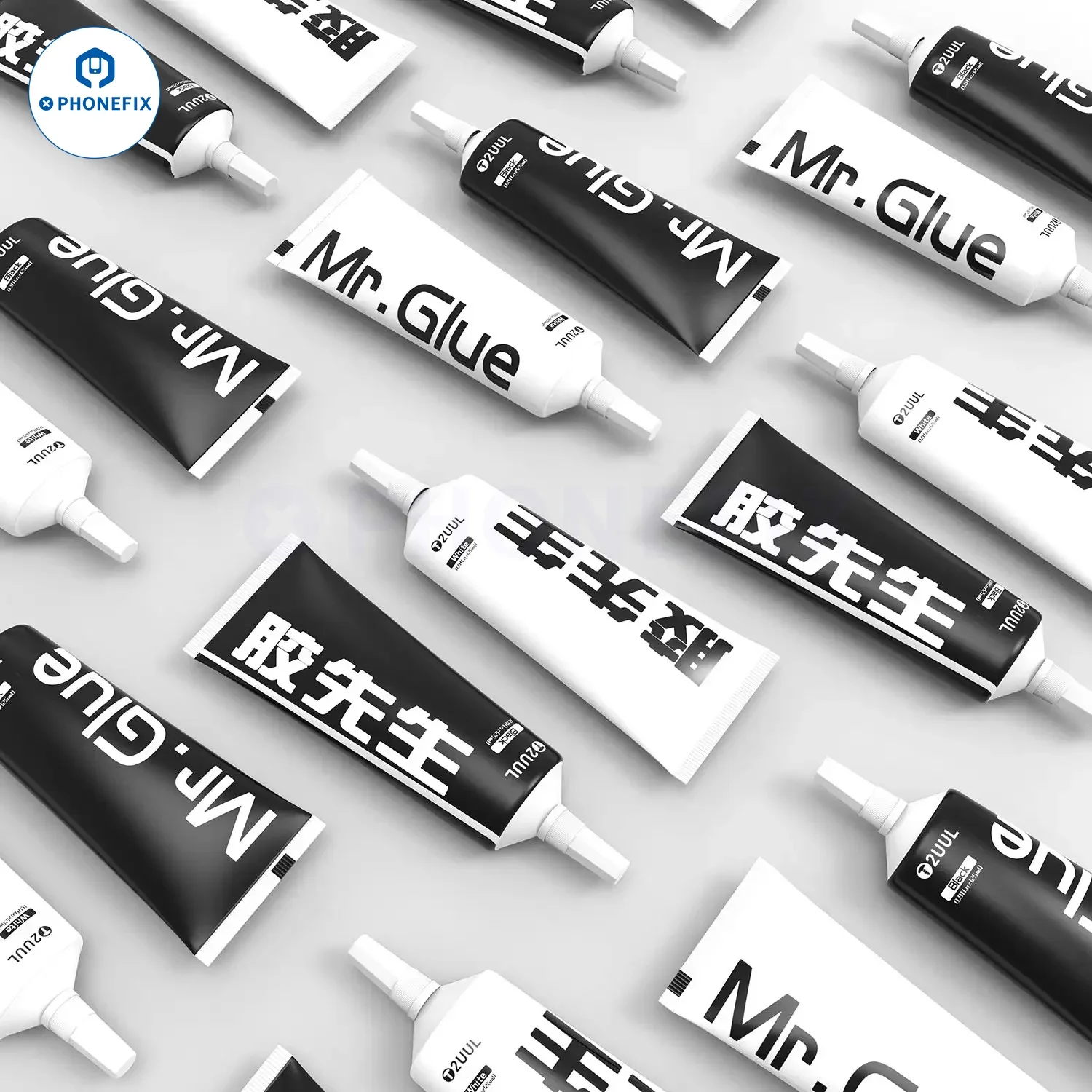 2UUL Mr Glue 25 мл Быстросохнущий клей Жидкий Прозрачный черный сверхпрочный для