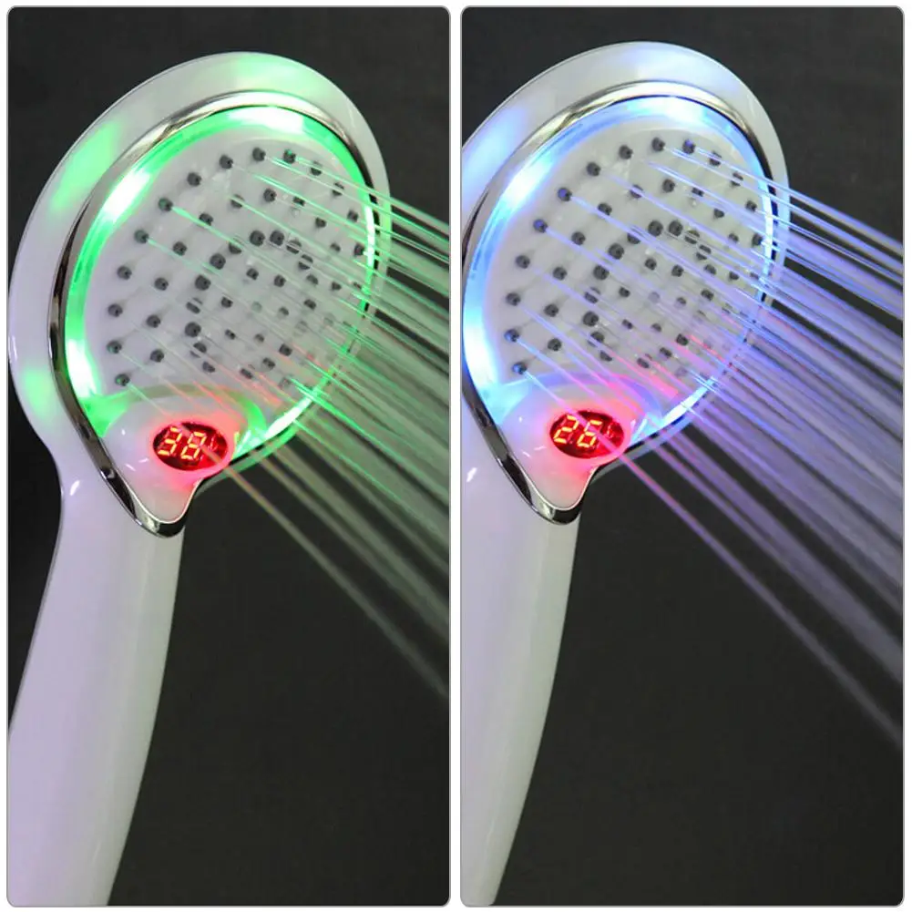 

Display 3 Head Temperature Bathroom with Spray LED Accessories Water Shower Saving Head Colors Sprinkler Nozzle Digital Shower
