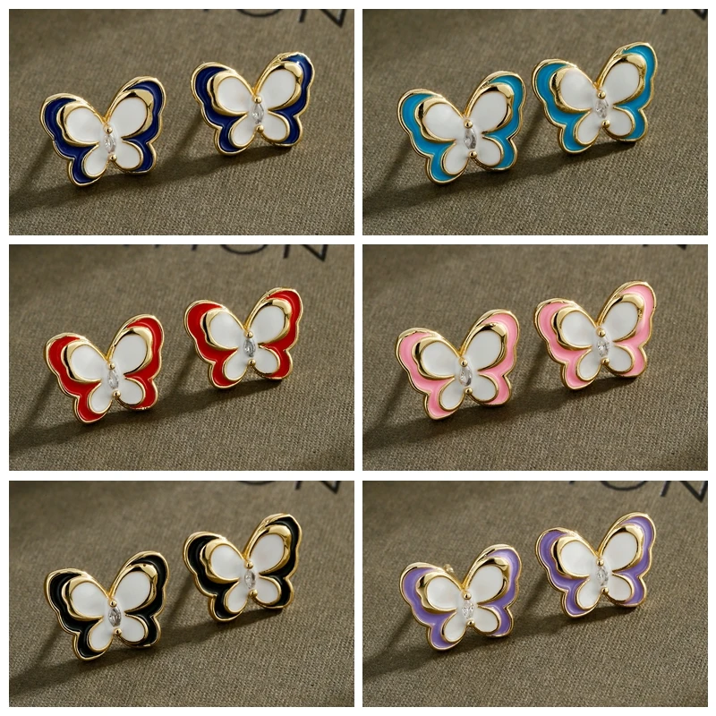 

Cute Butterfly Earrings Korean Fashion Delicate Gold Color Small Ear Studs Sweet Ear Nails For Women Girls Party Jewelry Gift