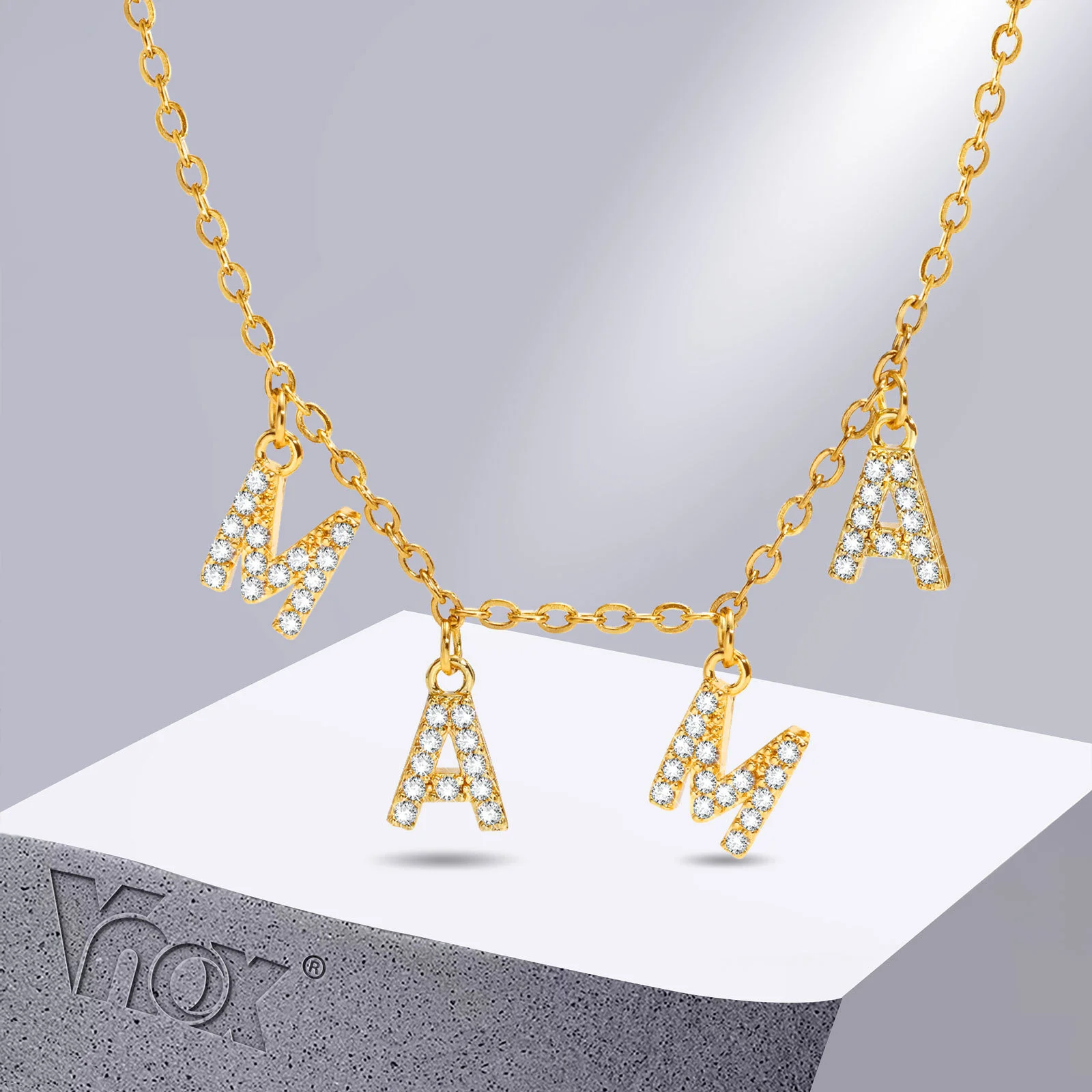 

Vnox Dainty Bling MAMA Letter Necklaces for Women,Gold Color Christmas Gifts for Mom Mother's Collar Jewelry