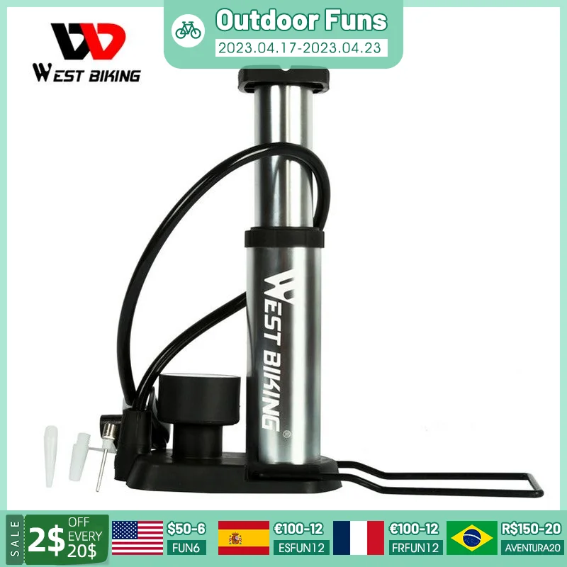 

WEST BIKING Ultra-светильник насос для горного и дорожного велосипеда, портативный велосипедный воздушный насос, насос для шин высокого давления 100/psi