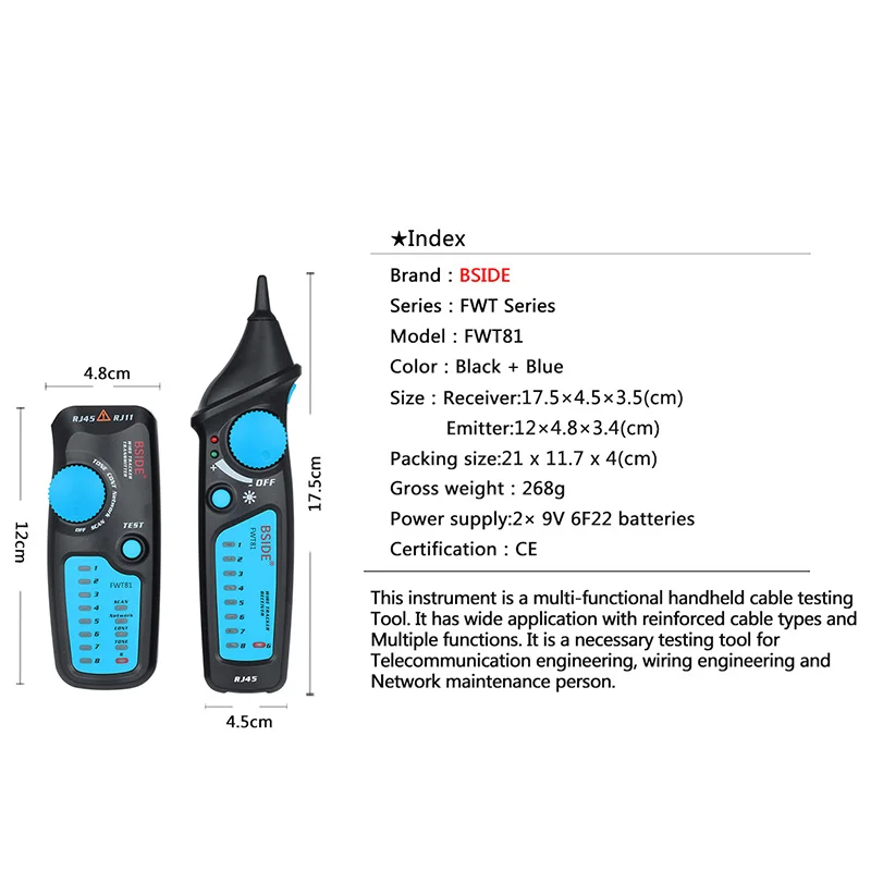 Сетевой Кабельный тестер RJ11 RJ45 Cat5 Cat6 для телефонных проводов